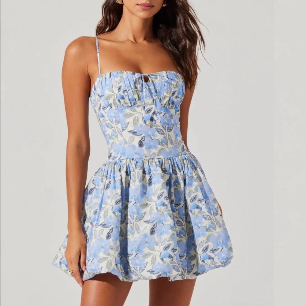 ASTR The Label Larissa Floral Bubble Mini Dress